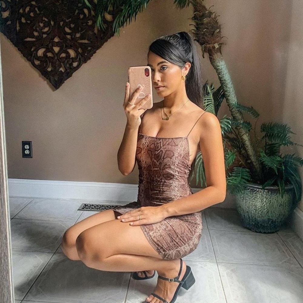 snakeskin bodycon dress